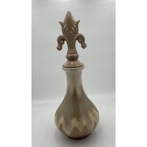 High Luster Tan Beige Tall Porcelain Large Vase Bottle Jar With Fancy Lid